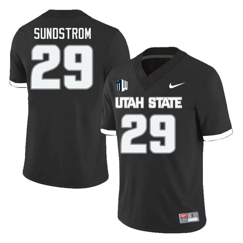 Utah State Aggies #29 Jackson Sundstrom College Football Jerseys Stitched Sale-Black